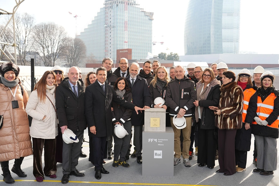 CMB posa della prima pietra del cantiere del nuovo Centro Produzione Multimediale RAI Milano nell'area dell’ex Fiera promosso da Fondazione Fiera Milano alla presenza del Direttore Marketing e Sviluppo Commerciale Emiliano Cacioppo