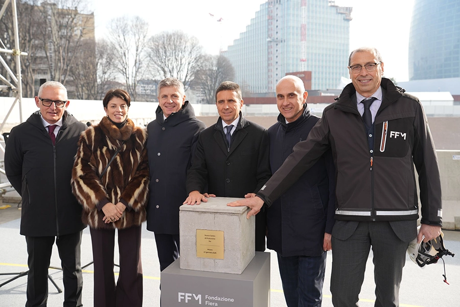 CMB posa della prima pietra del cantiere del nuovo Centro Produzione Multimediale RAI Milano nell'area dell’ex Fiera promosso da Fondazione Fiera Milano alla presenza del Direttore Marketing e Sviluppo Commerciale Emiliano Cacioppo